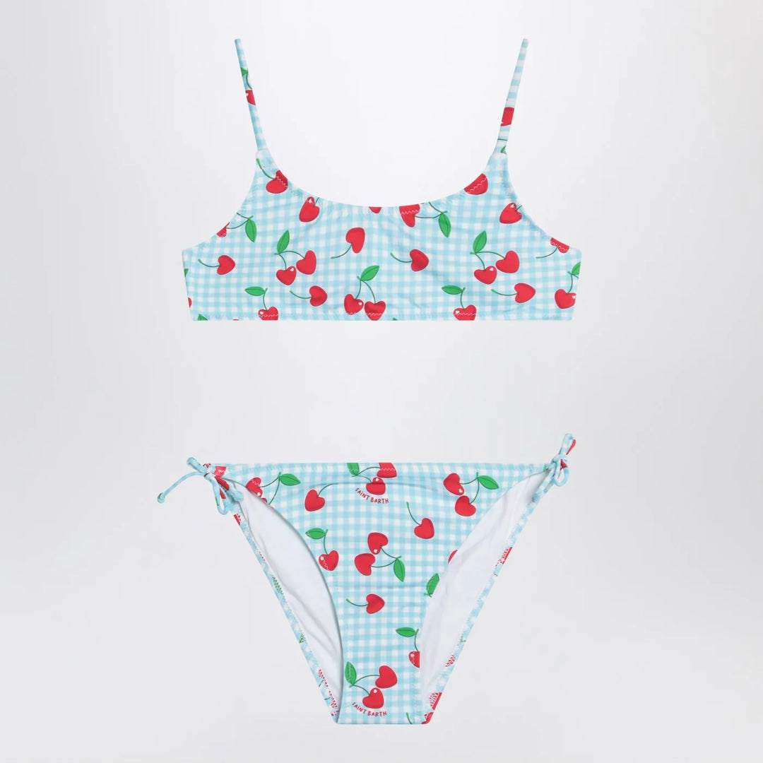 MC2 Saint Barth - Bralette bikini with Vichy and cherries pattern