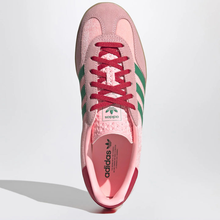 adidas Originals - Gazelle Indoor Court Green/Glow Pink/Gum velvet Sneakers