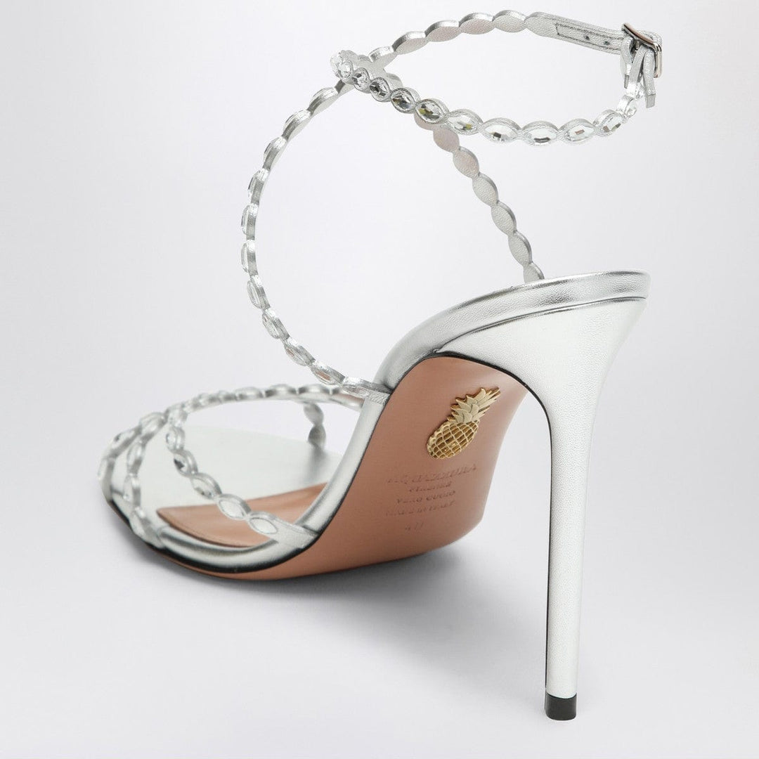 Sandals Aquazzura Love Struck silver sandals with crystals Brand