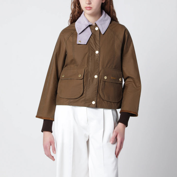 Barbour - Beadnell waxed cropped jacket in sand