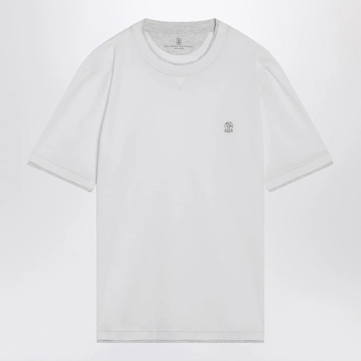 Brunello Cucinelli - White T-shirt with faux layering effect