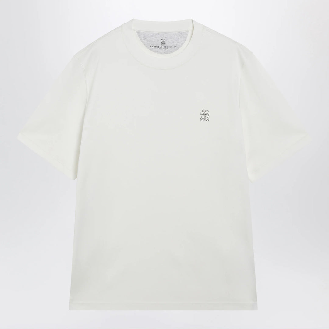 Brunello Cucinelli - Crew-neck cotton jersey T-shirt with logo in off white