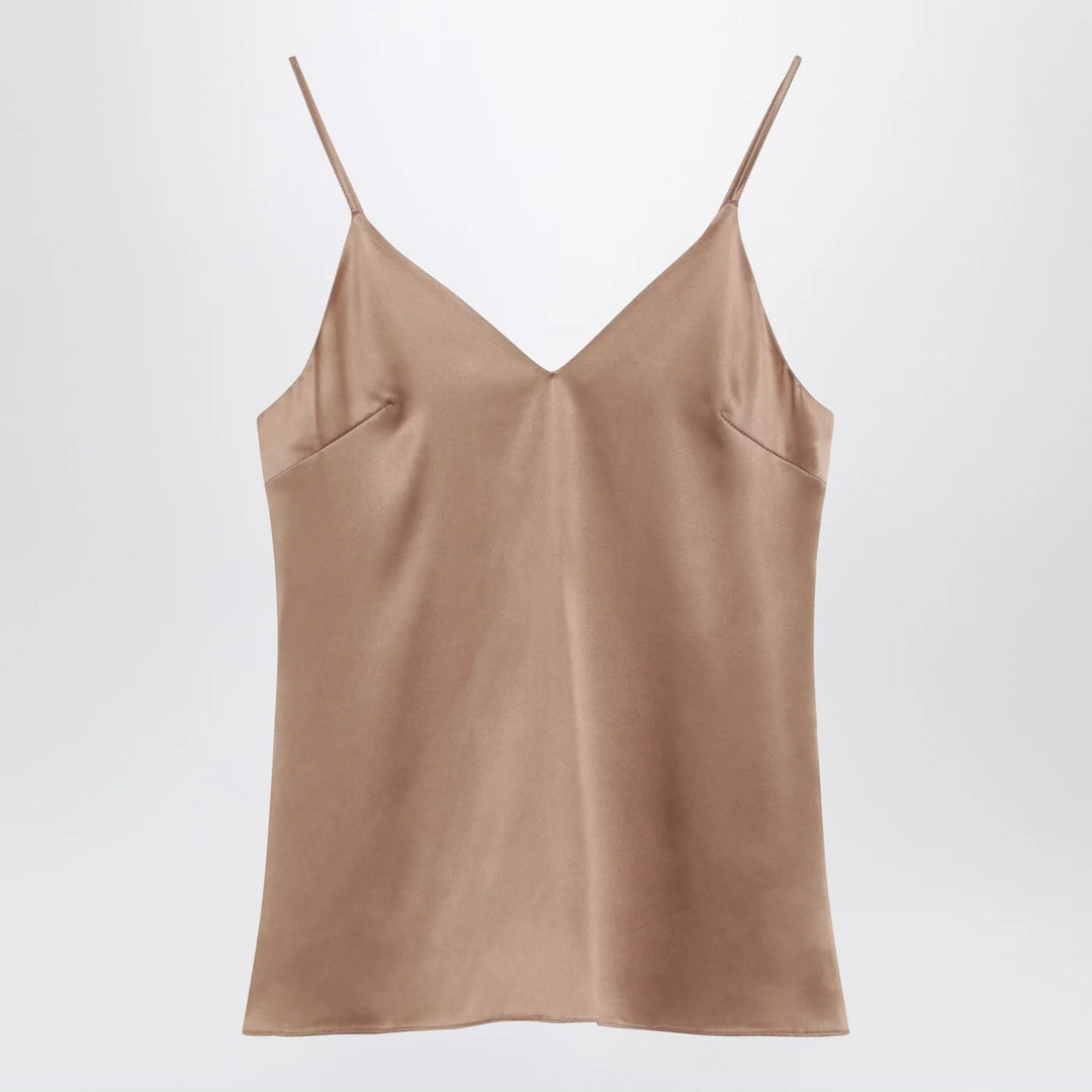 Brunello Cucinelli - Light beige silk-blend tank top