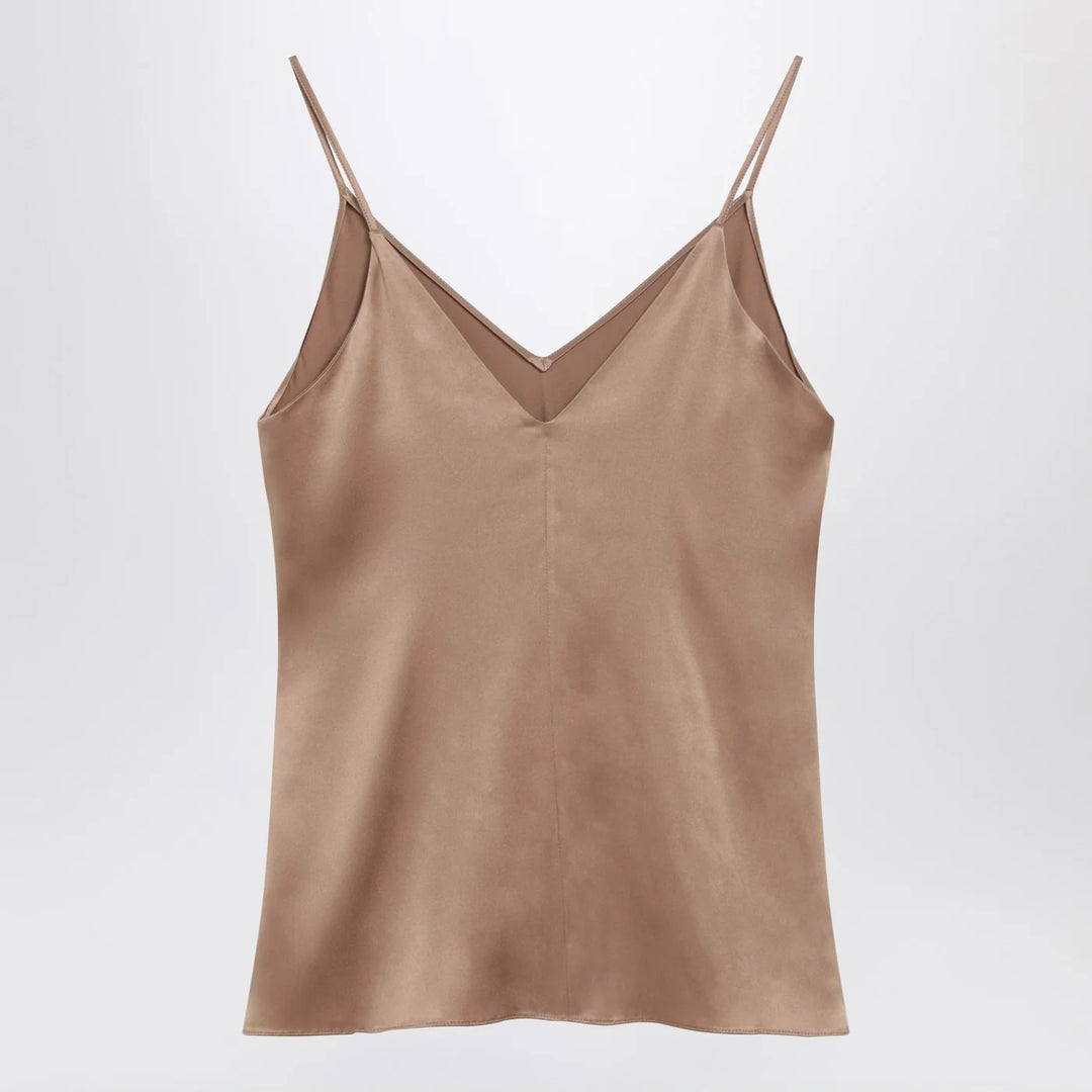Brunello Cucinelli - Light beige silk-blend tank top