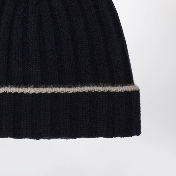 Brunello Cucinelli - Ribbed cashmere beanie in navy blue
