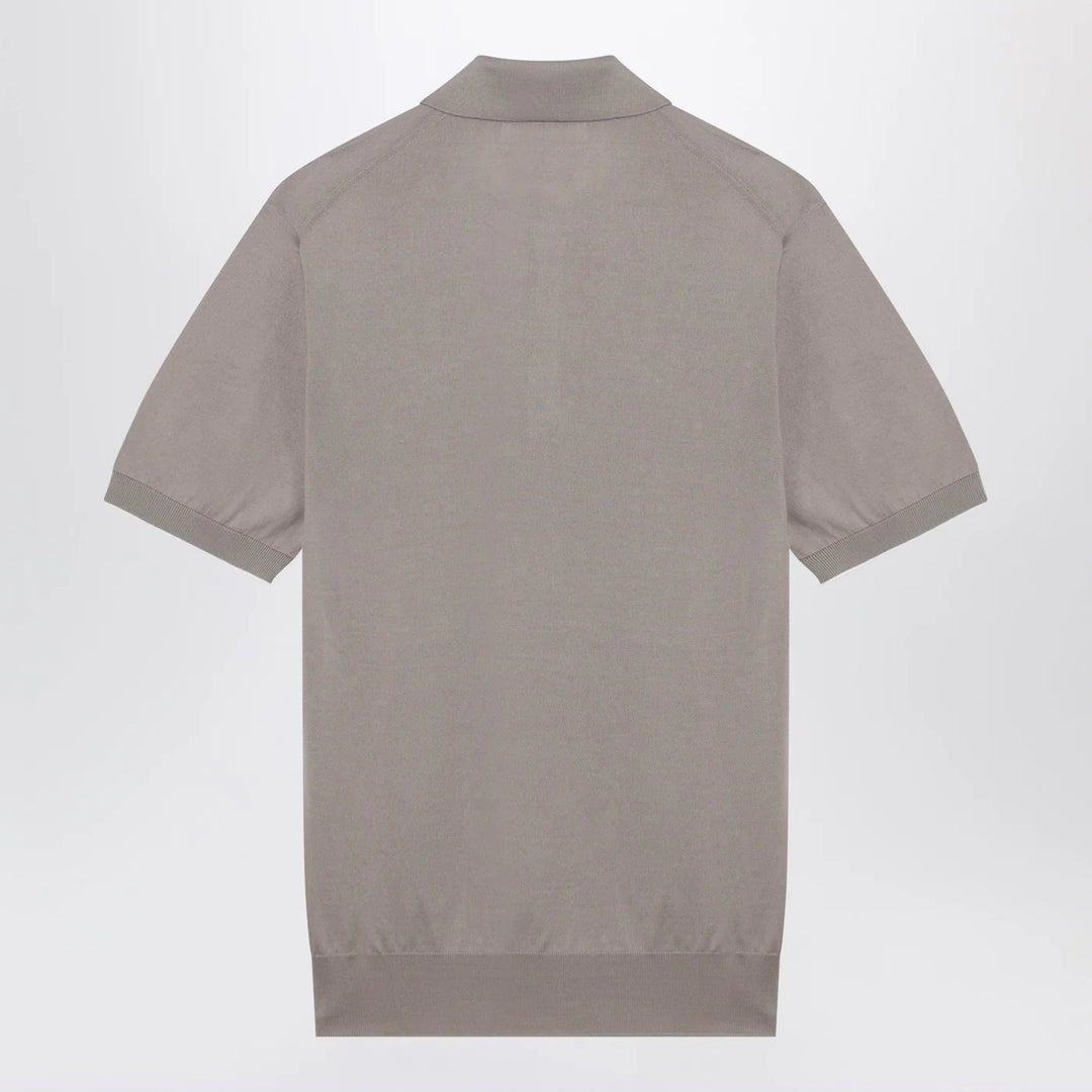 Brunello Cucinelli - Light brown cotton knit polo shirt