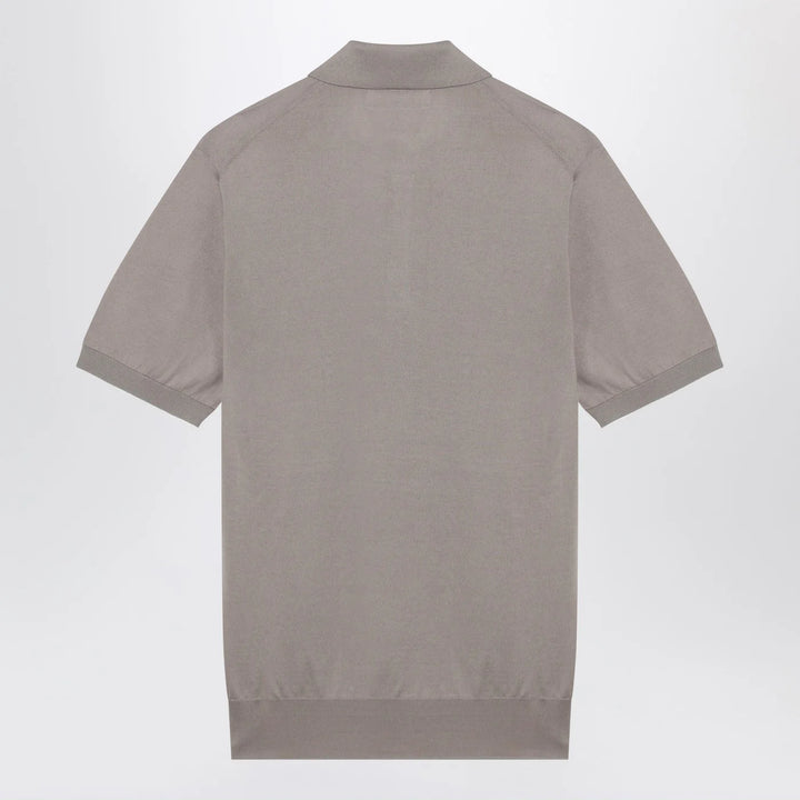 Brunello Cucinelli - Light brown cotton knit polo shirt