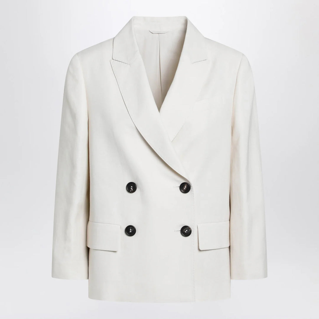 Brunello Cucinelli - Ivory fluid twill jacket in viscose and linen