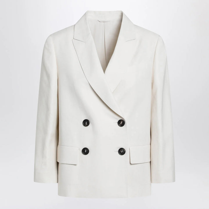 Brunello Cucinelli - Ivory fluid twill jacket in viscose and linen