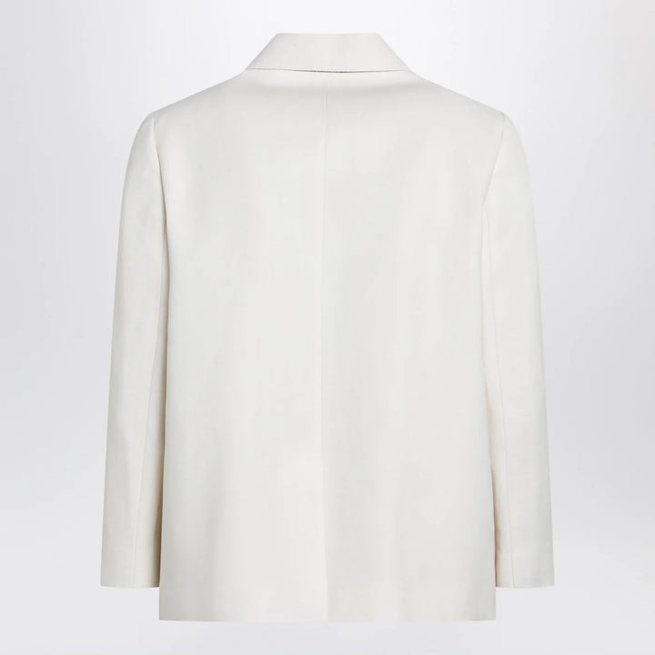 Brunello Cucinelli - Ivory fluid twill jacket in viscose and linen
