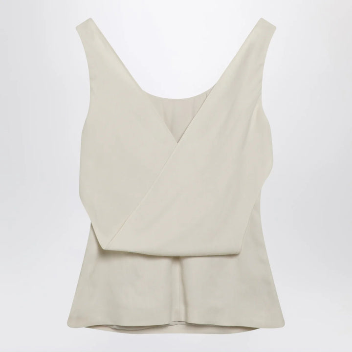 Brunello Cucinelli - Cream-colored top in Fluid viscose and linen twill