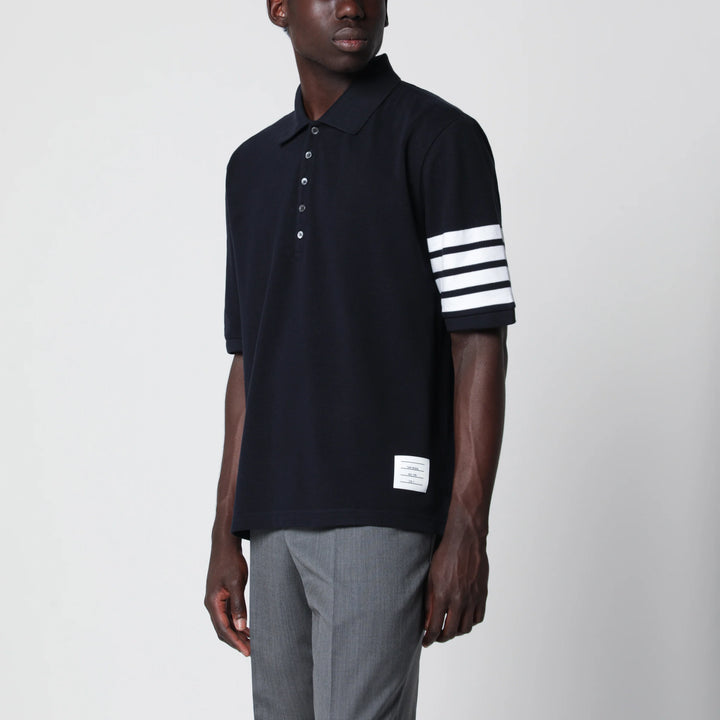 Thom Browne - Navy blue cotton polo shirt