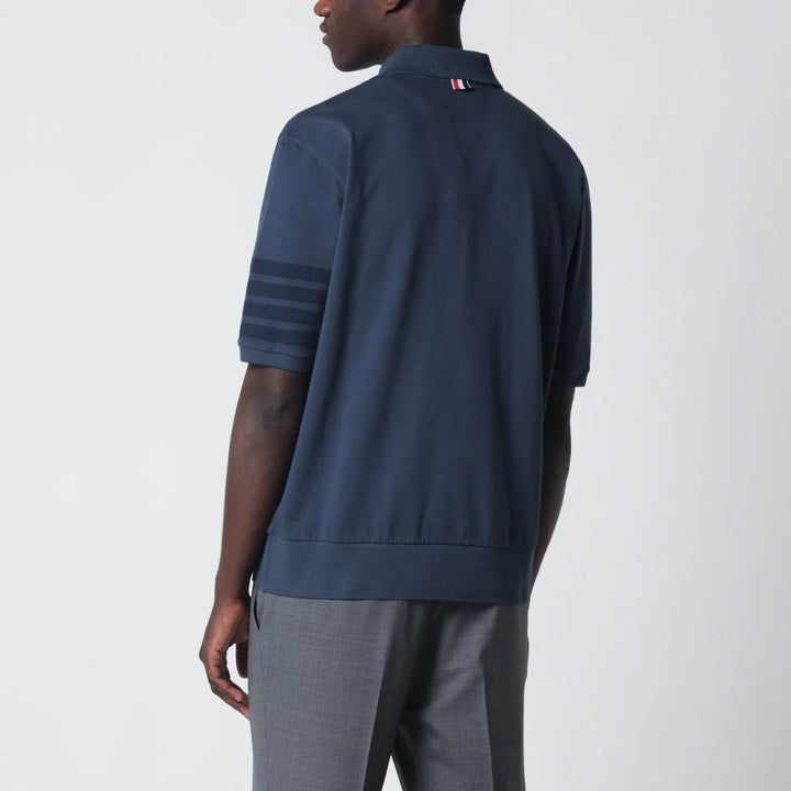Thom Browne - Navy blue cotton polo shirt