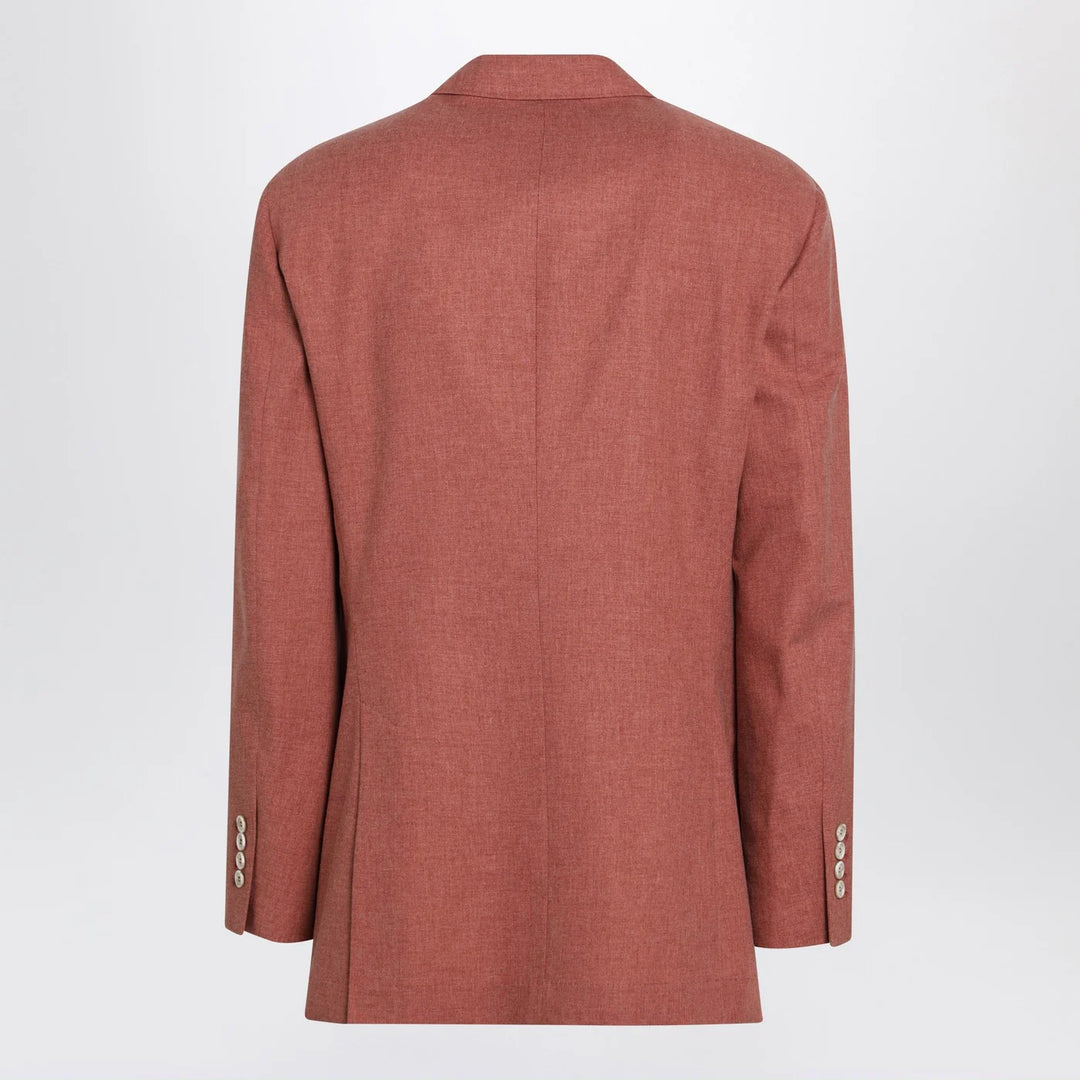 Brunello Cucinelli - Peach double-breasted wool-blend jacket