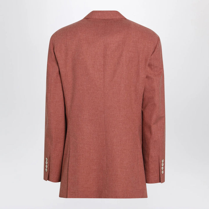Brunello Cucinelli - Peach double-breasted wool-blend jacket
