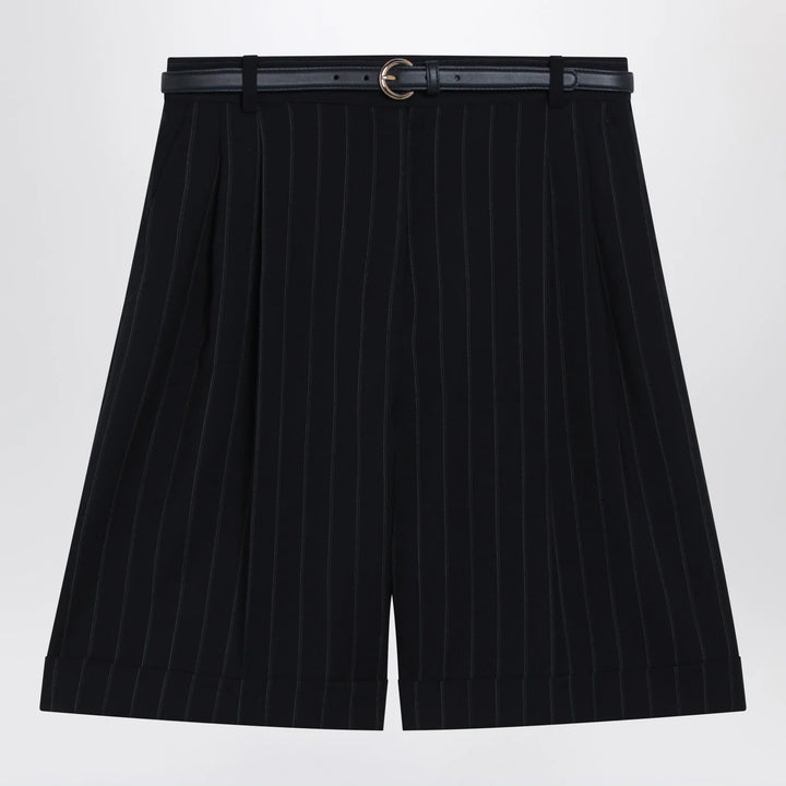 Max Mara Studio - Blue pinstripe wool bermuda shorts