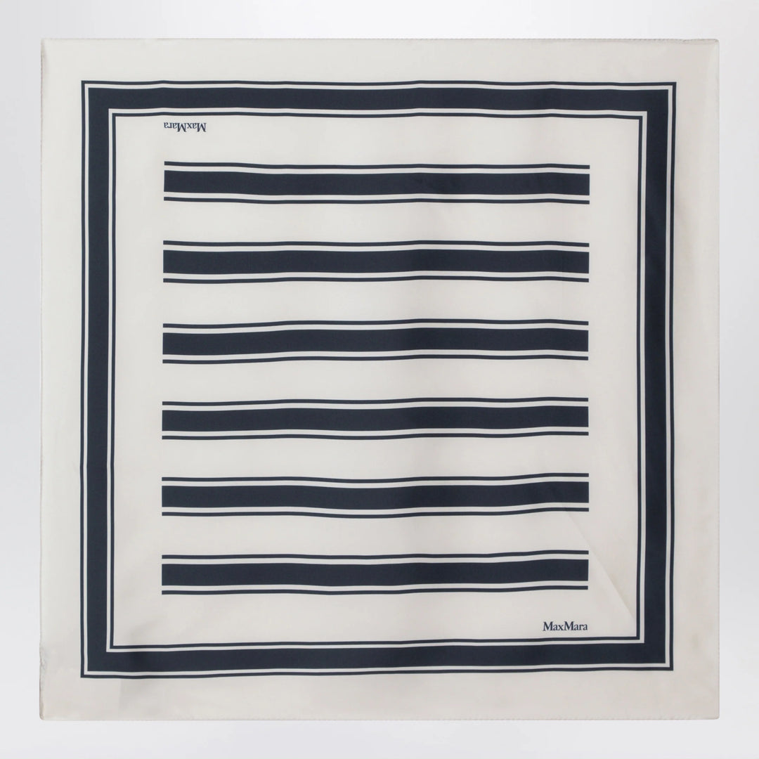 Max Mara - Square printed silk twill scarf in navy blue