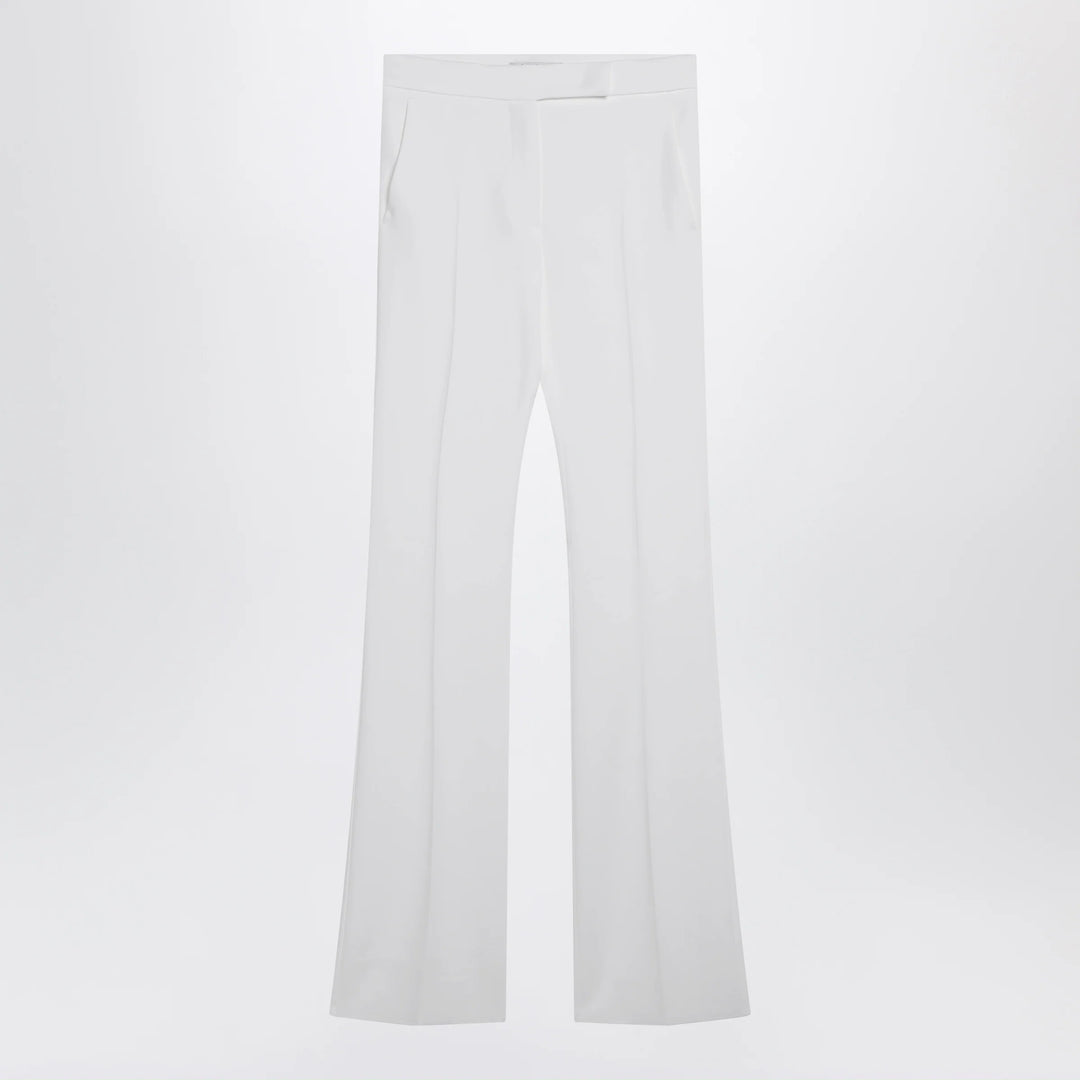 Max Mara - Optical white slim trousers in crêpe canvas