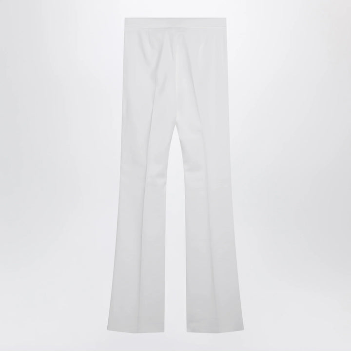 Max Mara - Optical white slim trousers in crêpe canvas