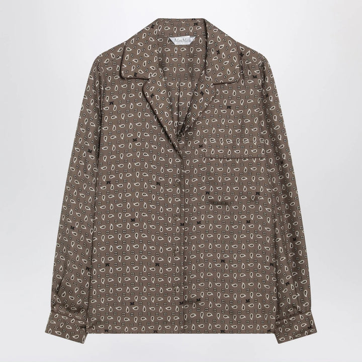 Max Mara - Printed silk shirt in mud colour