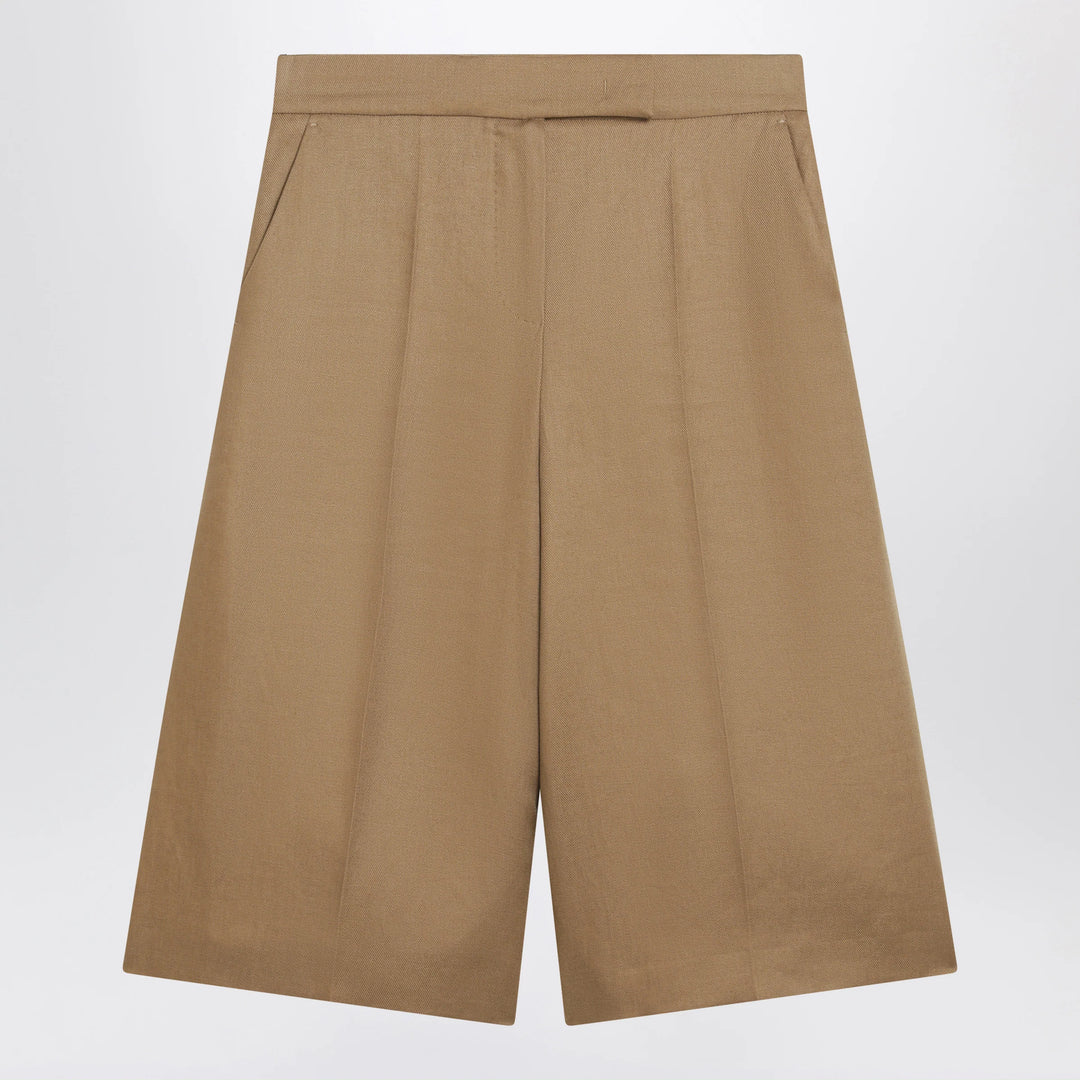 Max Mara - Sand-colored linen bermuda shorts