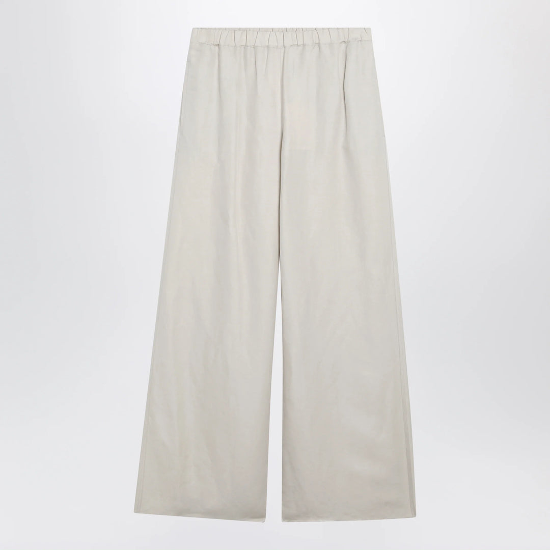 Max Mara - Wide-leg linen and silk twill trousers in beige