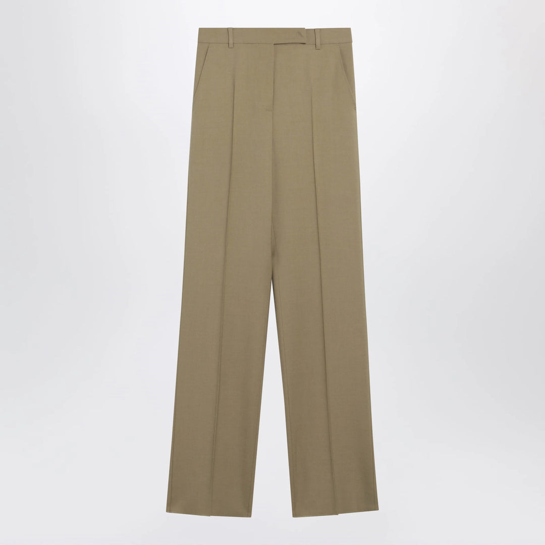 Max Mara - Wide-leg trousers in camel wool and silk poplin