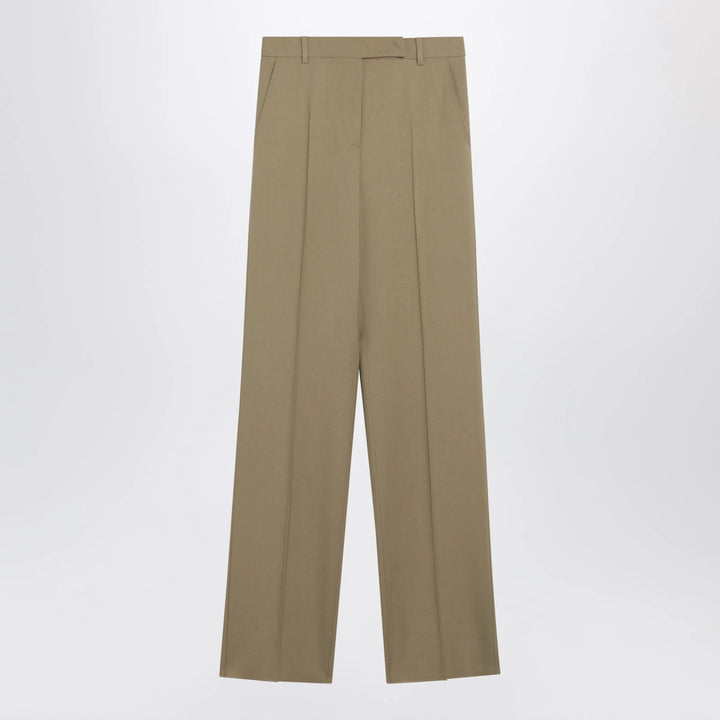 Max Mara - Wide-leg trousers in camel wool and silk poplin