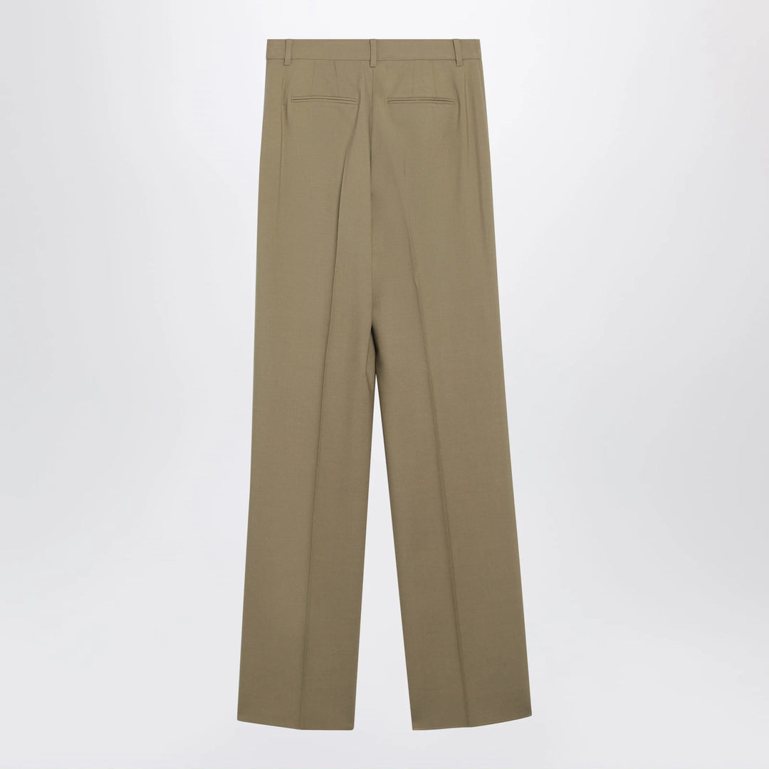 Max Mara - Wide-leg trousers in camel wool and silk poplin