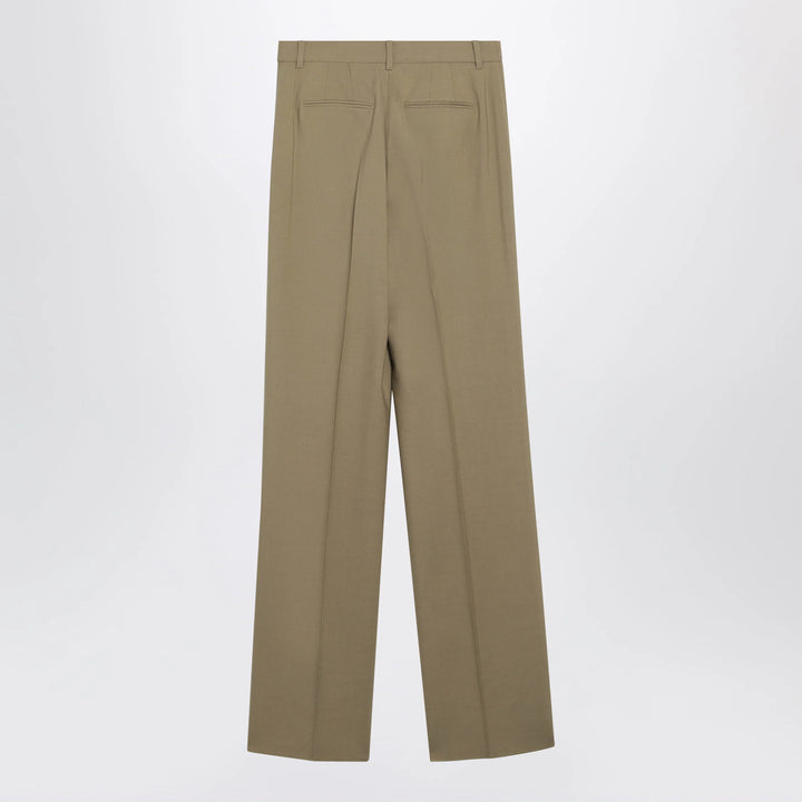 Max Mara - Wide-leg trousers in camel wool and silk poplin