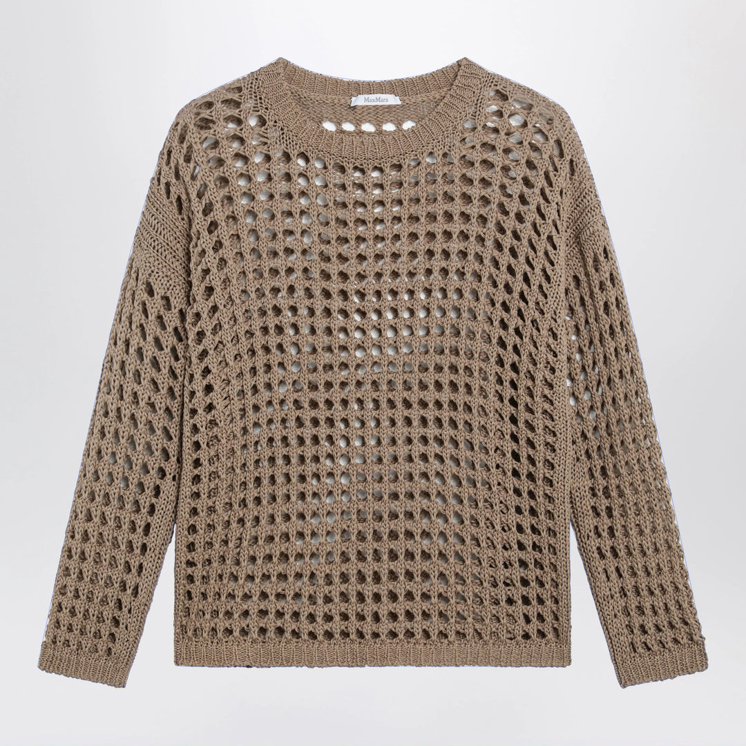 Max Mara - Cotton mesh long-sleeve sweater in Desert