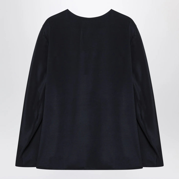 Max Mara - Midnight blue silk-blend blouse