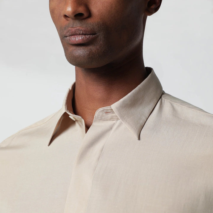 Lardini - Beige linen-blend shirt