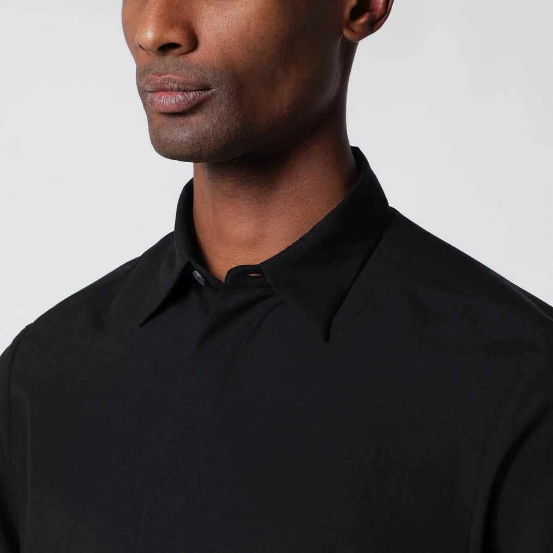 Lardini - Black linen-blend shirt