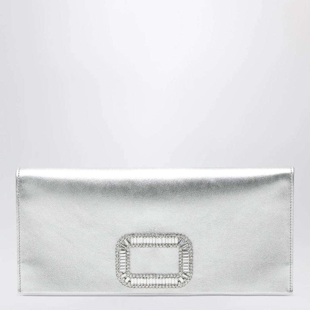 ROGER VIVIER - Mini Pilgrim silver leather pochette
