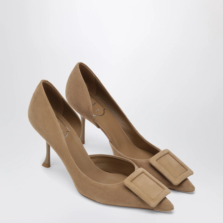 ROGER VIVIER - Viv Ville Dorsay suede pumps in tobacco brown