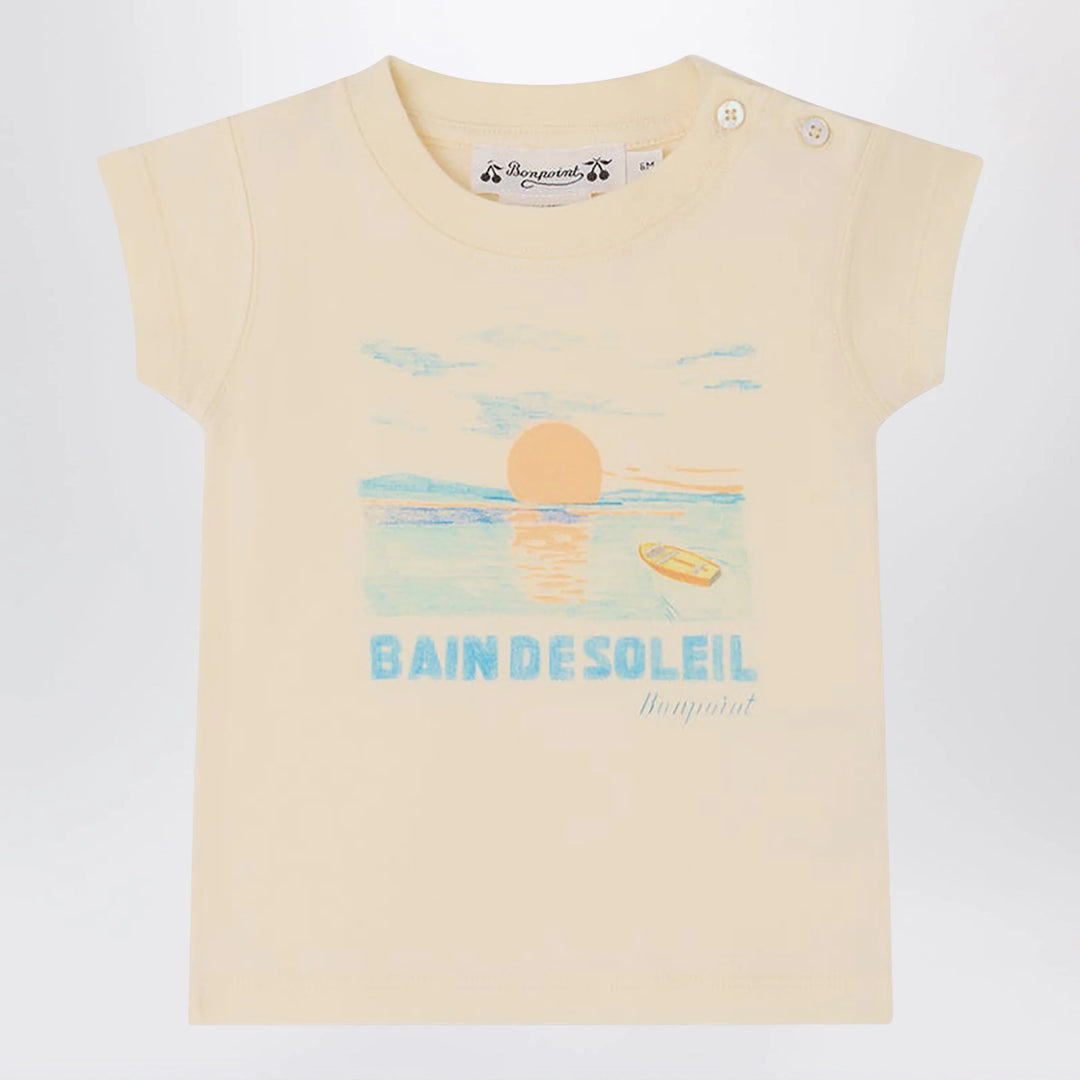 Bonpoint - T-shirt Tom ecru with Bain de Soleil print