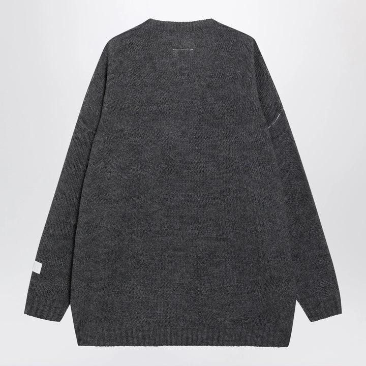 MM6 Maison Margiela - Grey mélange oversized V-neck knit sweater