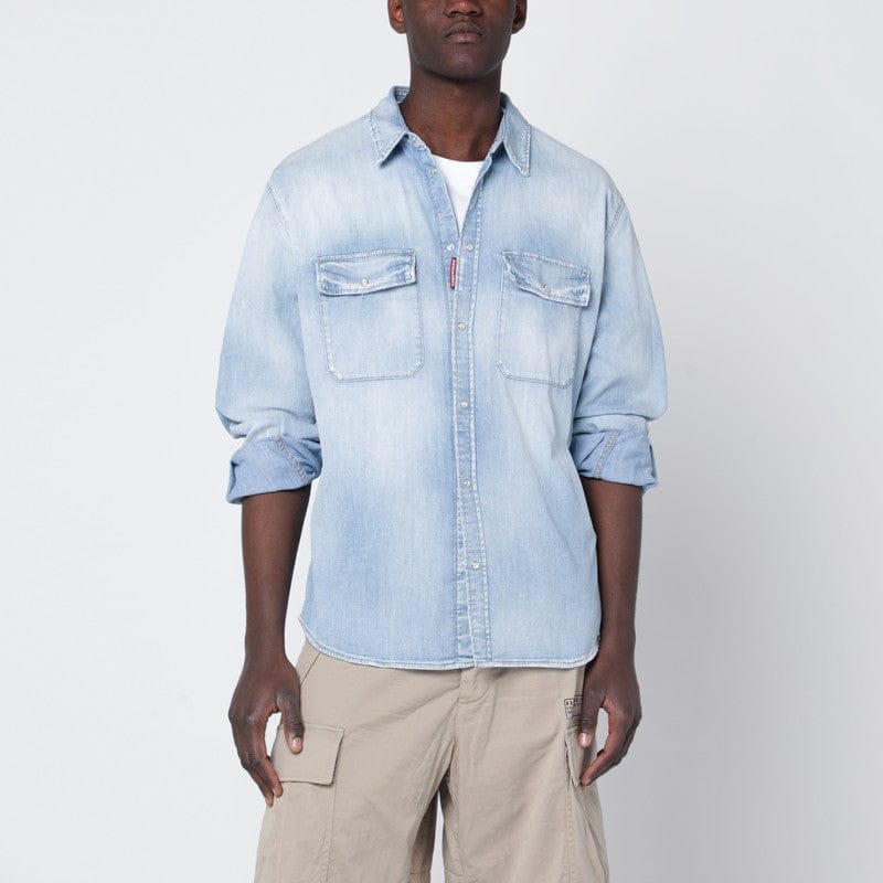 Shirts & Tops Dsquared2 - Light blue washed denim shirt - 50 IT Brand