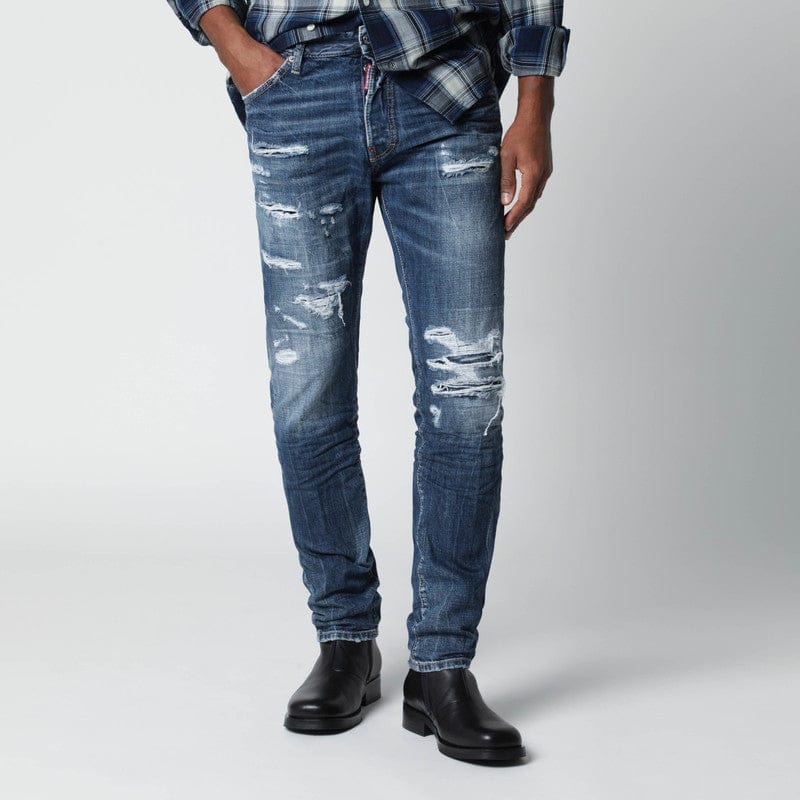 Pants Dsquared2 - Slim blue washed jeans with rips - 46 IT Brand