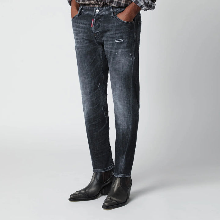 Dsquared2 - Slim black washed jeans with distressed details