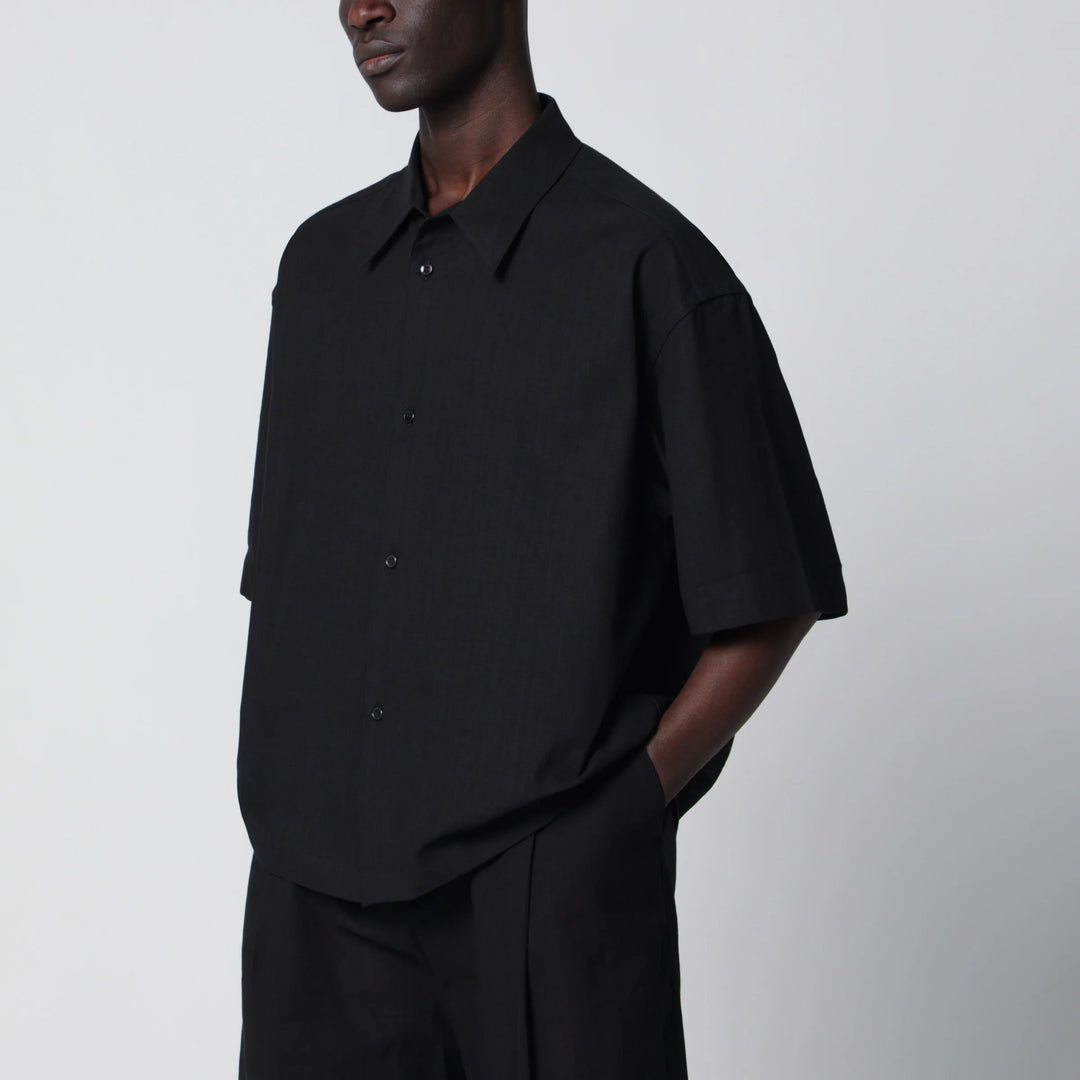STUDIO NICHOLSON - Black cotton and linen shirt