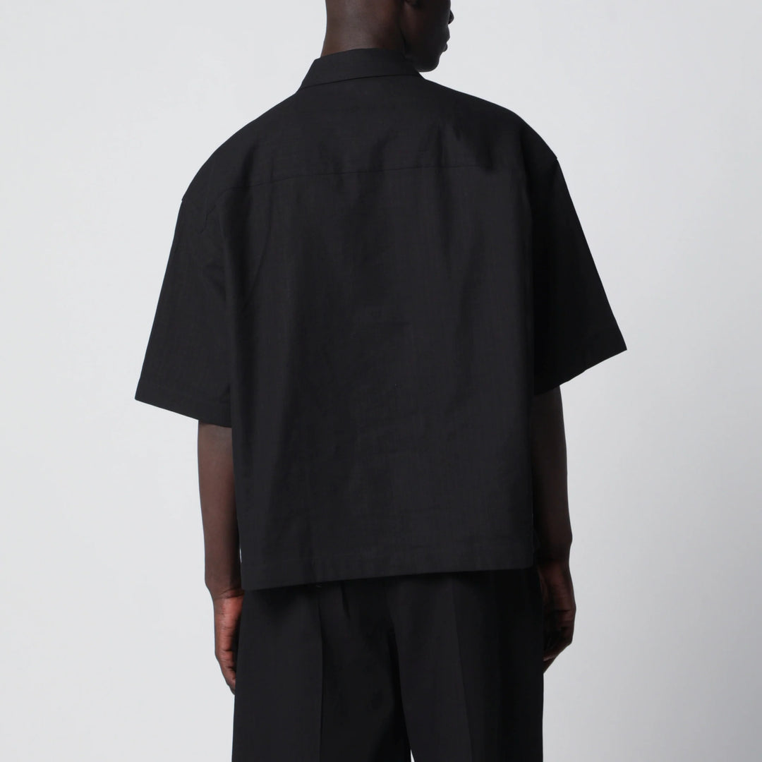 STUDIO NICHOLSON - Black cotton and linen shirt