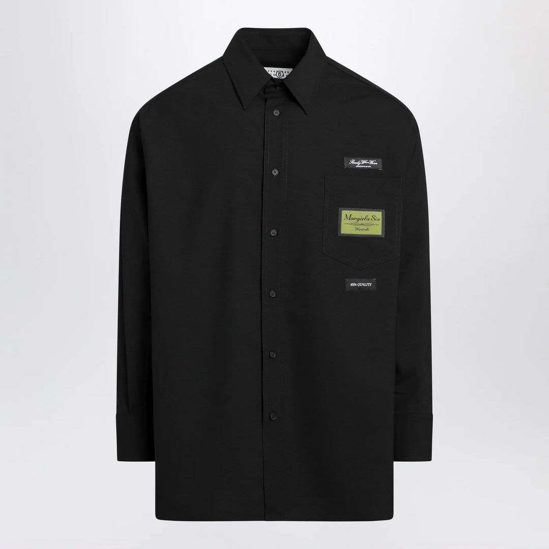 MM6 Maison Margiela - Black wool-blend shirt with label details
