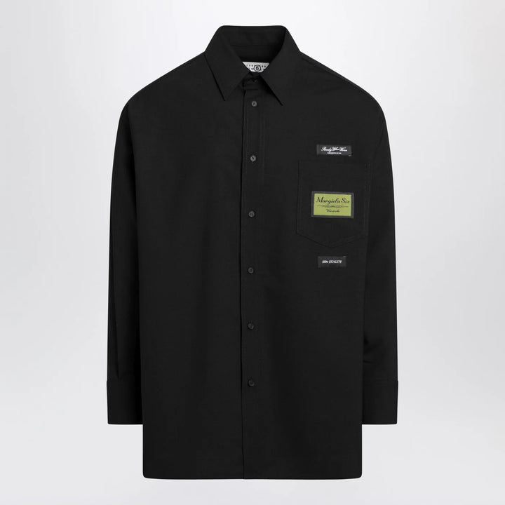 MM6 Maison Margiela - Black wool-blend shirt with label details