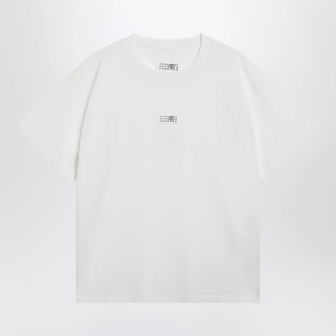 MM6 Maison Margiela - White cotton T-shirt with Numeric logo
