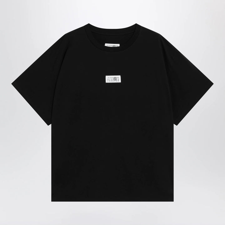 MM6 Maison Margiela - Black cotton T-shirt with Numeric logo