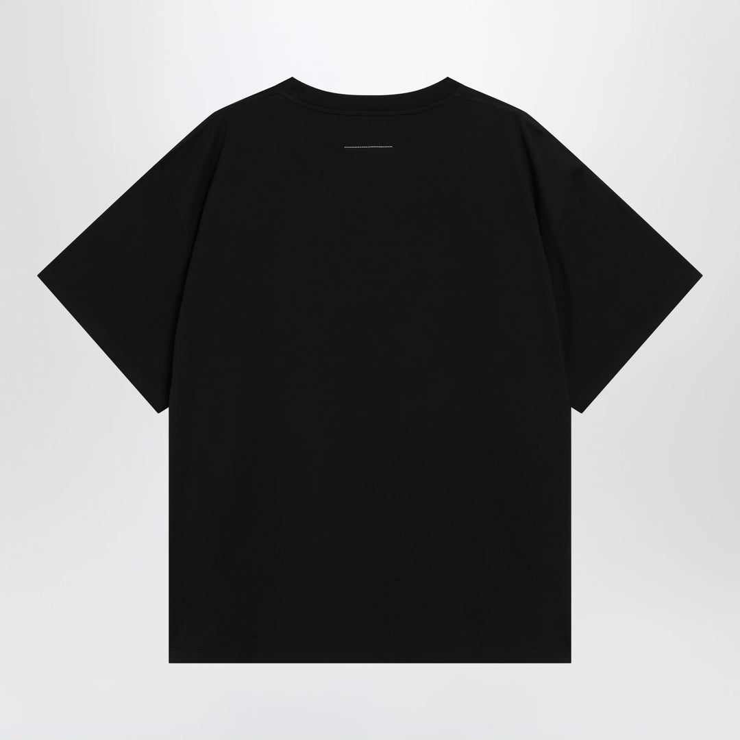 MM6 Maison Margiela - Black cotton T-shirt with Numeric logo
