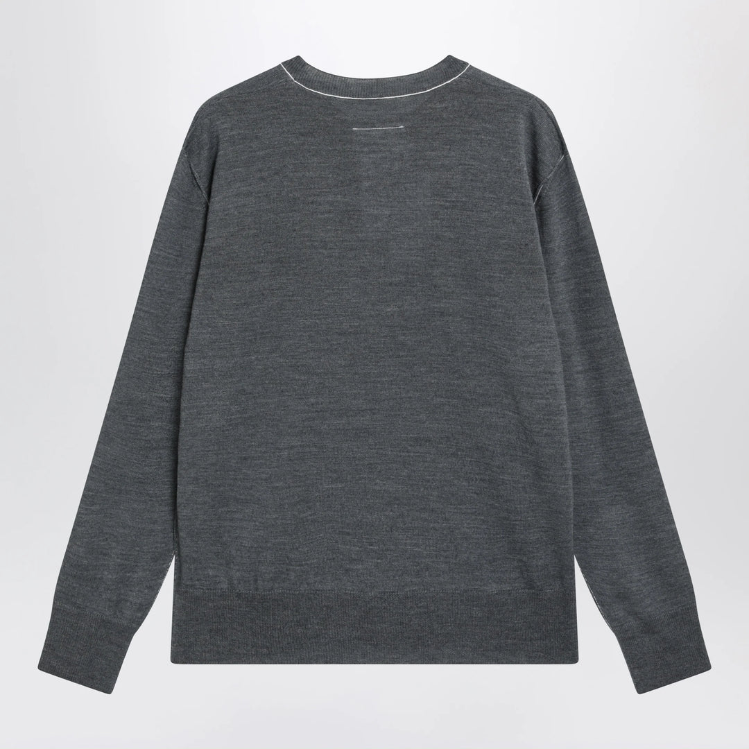 MM6 Maison Margiela - Grey wool sweater with Numeric logo