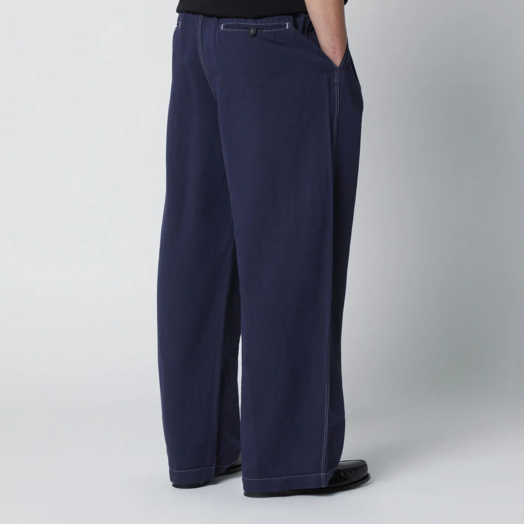 STUDIO NICHOLSON - Sonny trousers indigo blue in cotton and linen